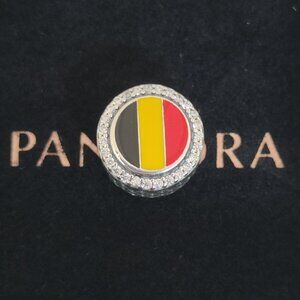 Belgium Flag Charm Bead Travel Pendant Bracelet Pendant S925 Silver with box